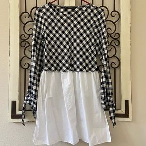Zara plaid long sleeve shirt blouse tunic top XS
